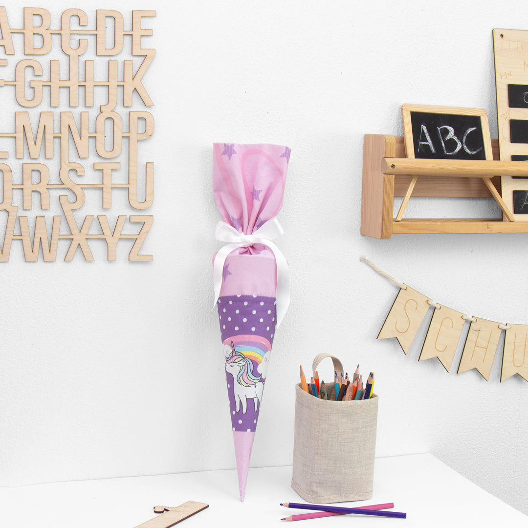 Geschwister Schultüte auch DIY aus Stoff - Regenbogen Einhorn