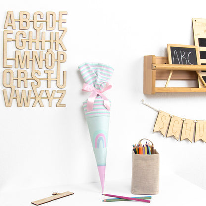 Geschwister Schultüte auch DIY aus Stoff - Regenbogen rosa/pink