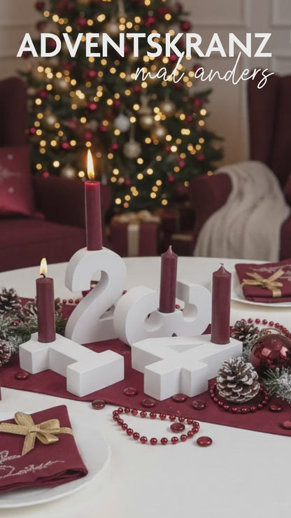 Adventszahlen Adventskranz 1-4 Kerzenhalter Zahlen aus Gießbeton Weihnachtsdeko Advent schwarz