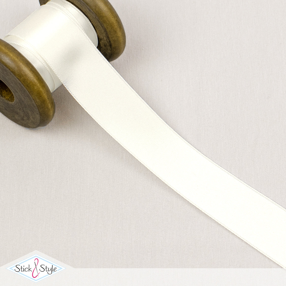 Satinband 25mm - Meterware - creme