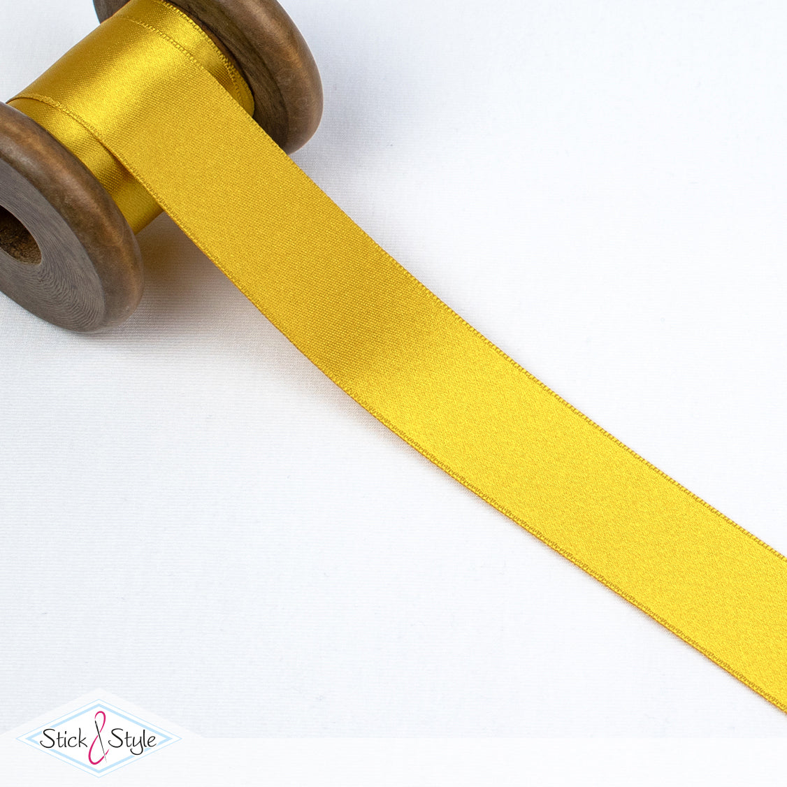 Satinband 25mm - Meterware - senf