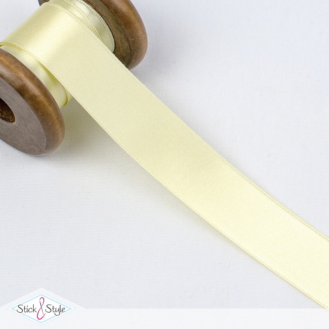 Satinband 25mm - Meterware - zartgelb