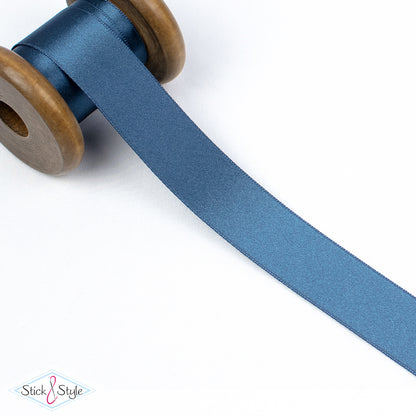 Satinband 25mm - Meterware - graublau