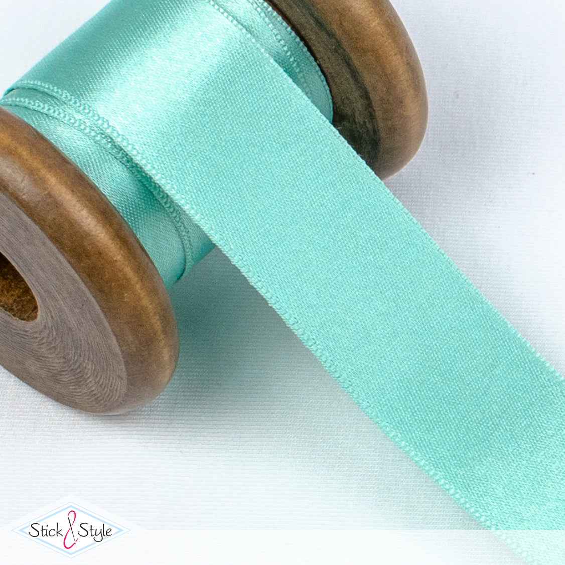 Satinband 25mm - Meterware - türkisgrün