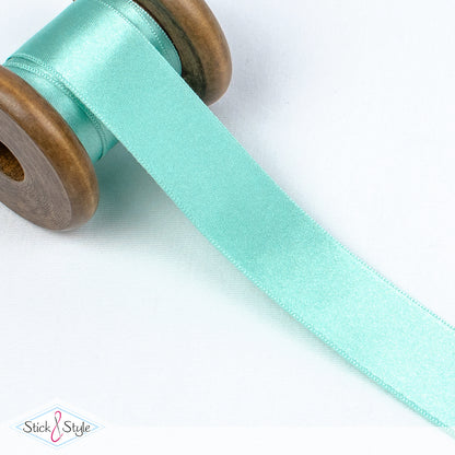 Satinband 25mm - Meterware - türkisgrün