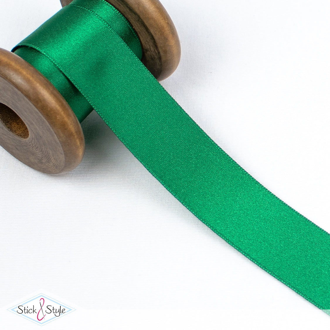 Satinband 25mm - Meterware - mittelgrün