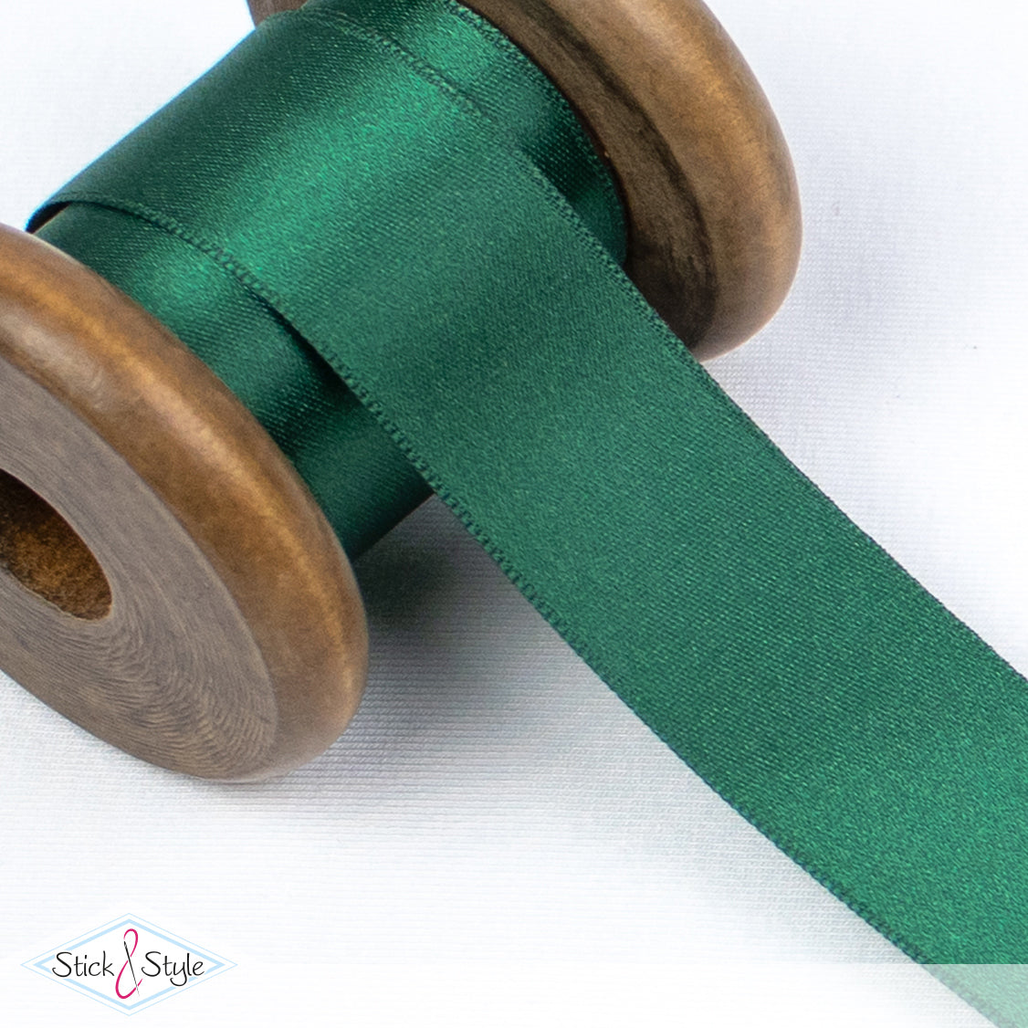 Satinband 25mm - Meterware - dunkelgrün