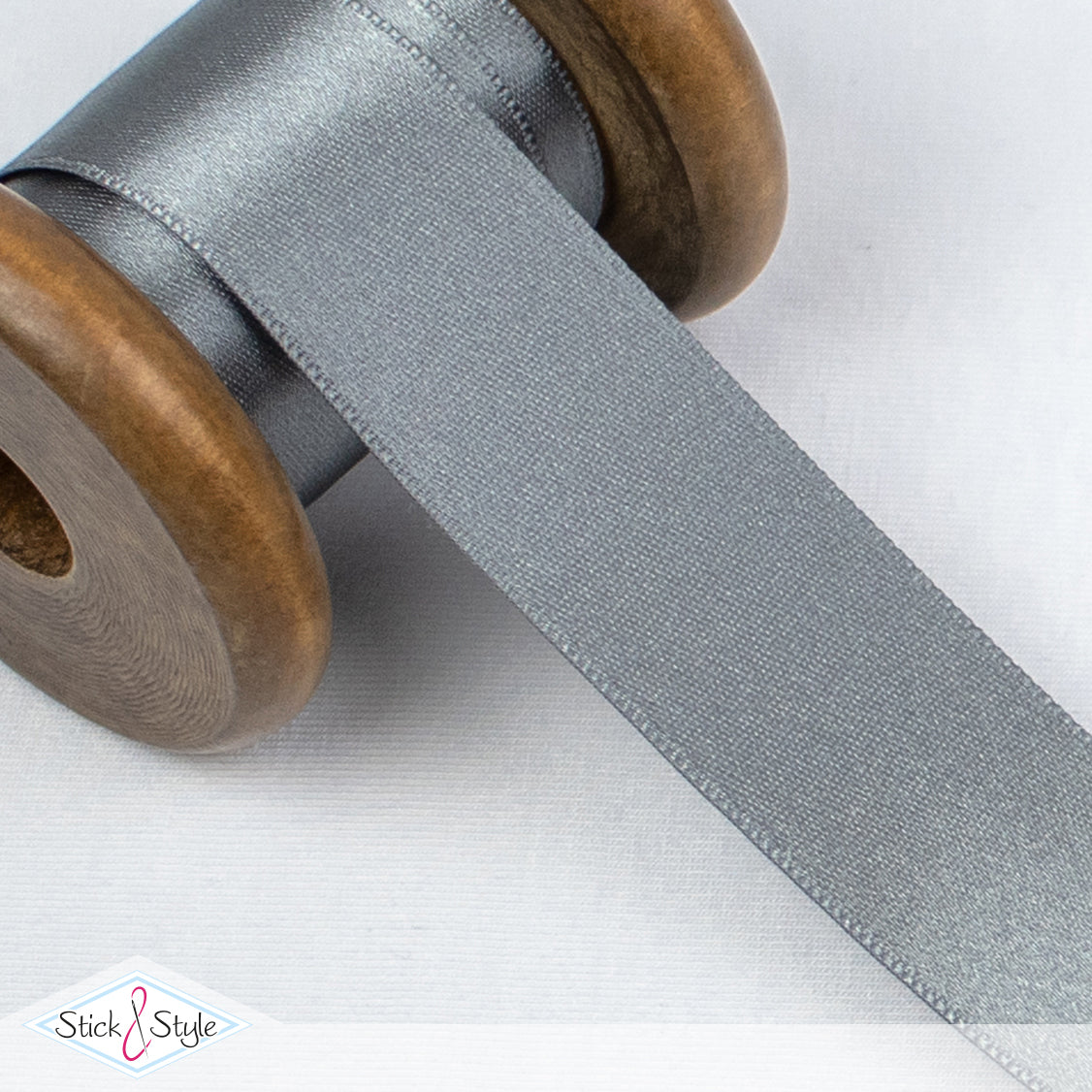 Satinband 25mm - Meterware - grau