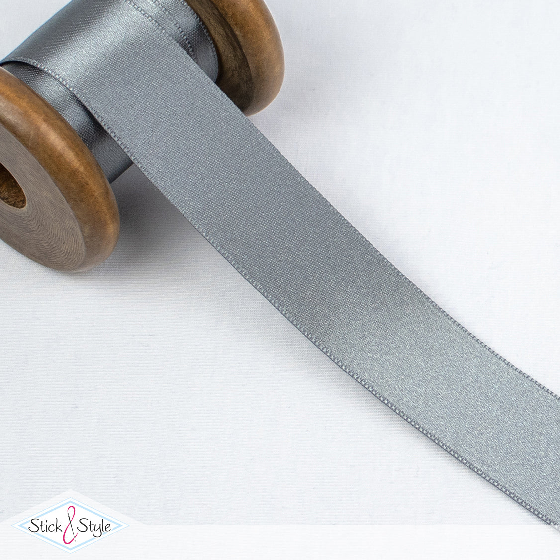 Satinband 25mm - Meterware - grau