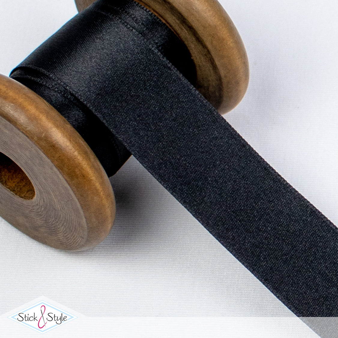 Satinband 25mm - Meterware - schwarz