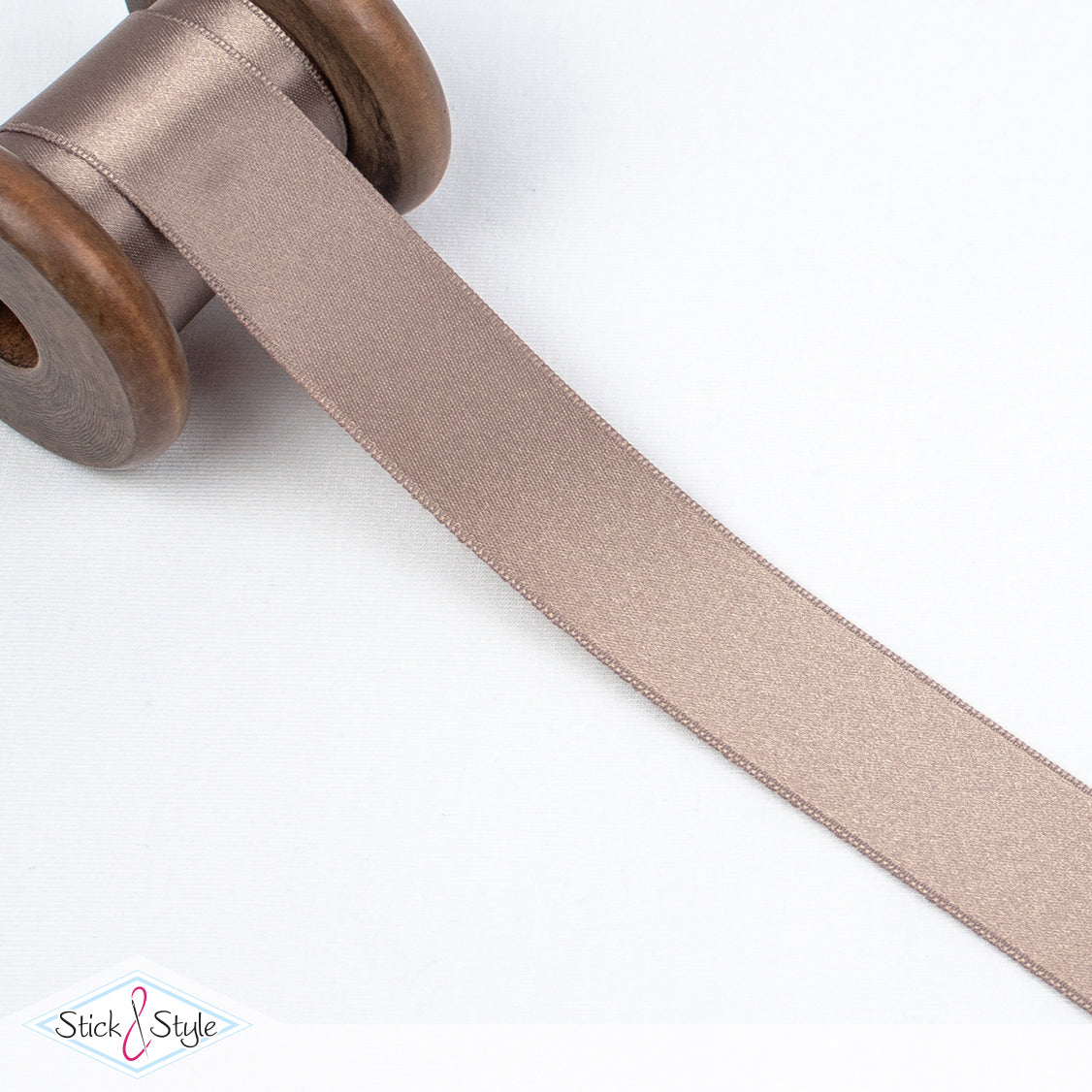 Satinband 25mm - Meterware - taupe