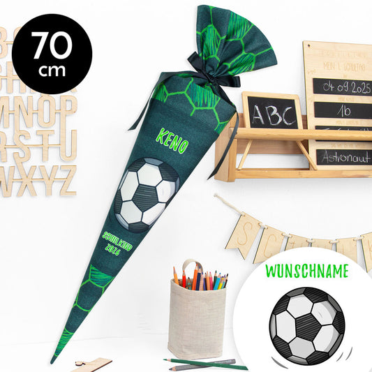 Schultüte aus Stoff mit Wunschname - Fußballchampion - 70 cm