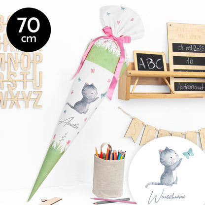 Schultüte aus Stoff mit Wunschname - Little Kittens - 70 cm