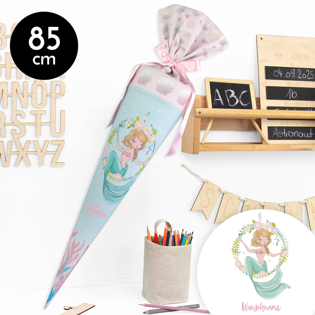 Schultüte aus Stoff mit Wunschname - Meera Mermaid - 85 cm