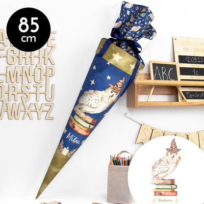 Schultüte aus Stoff mit Wunschname - Zauberschule - 85 cm