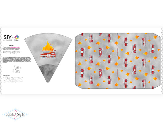 Geschwister Schultüte auch DIY aus Stoff - Feuerwehrauto