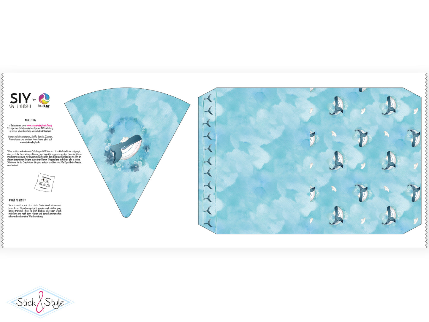 Geschwister Schultüte auch DIY aus Stoff - Matrose Wal