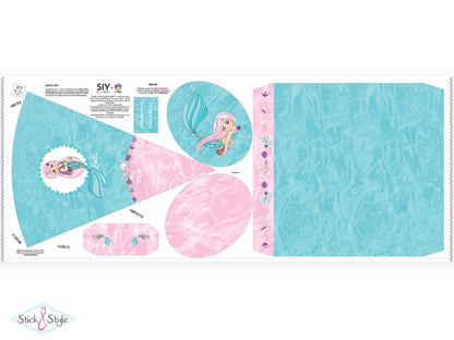 DIY Schultüte zum Selbernähen Schnittmuster auf Stoff mit Wunschname personalisierbar - Mermaid School - 70 cm