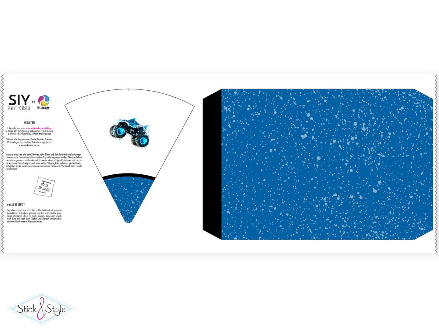 Geschwister Schultüte auch DIY aus Stoff - Monstertruck