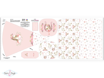 DIY Schultüte zum Selbernähen Schnittmuster auf Stoff mit Wunschname personalisierbar - Pretty Pony - 70 cm