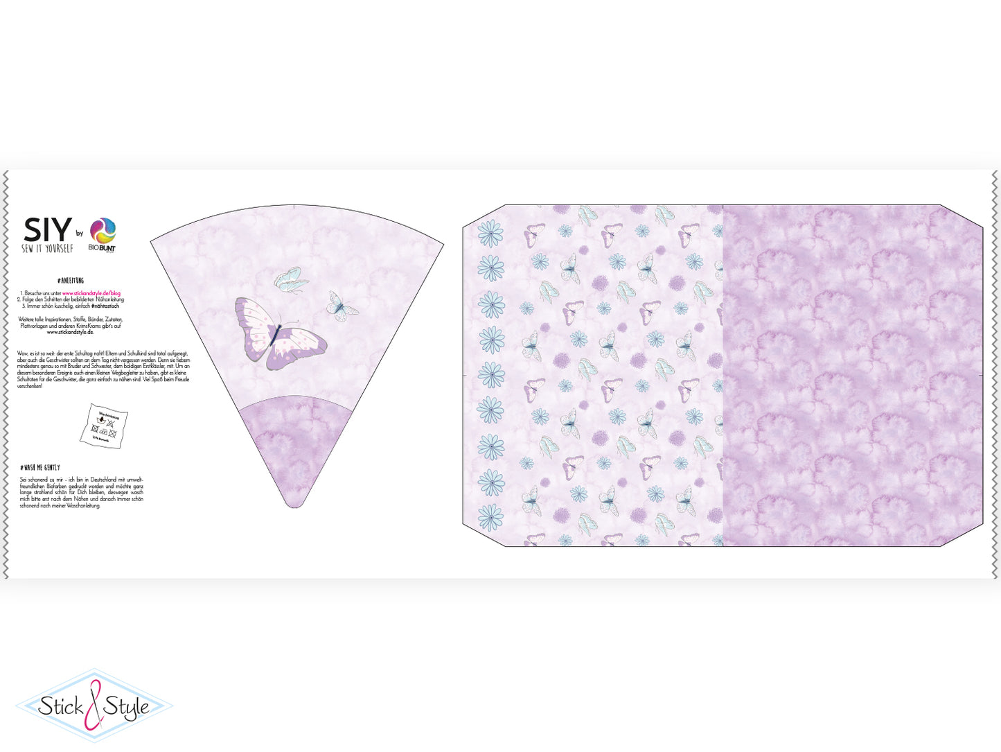 Geschwister Schultüte auch DIY aus Stoff - Schmetterlingsmädchen