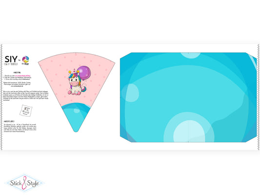 Geschwister Schultüte auch DIY aus Stoff - Buntes Einhorn