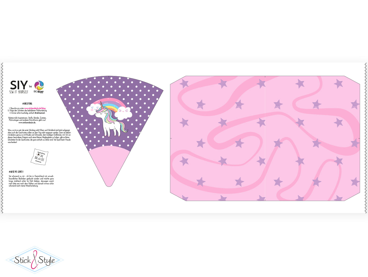 Geschwister Schultüte auch DIY aus Stoff - Regenbogen Einhorn