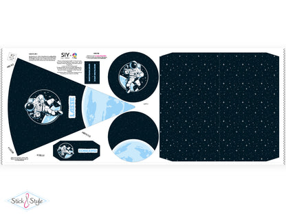 DIY Schultüte zum Selbernähen Schnittmuster auf Stoff mit Wunschname personalisierbar - Space Astromnaut - 85 cm