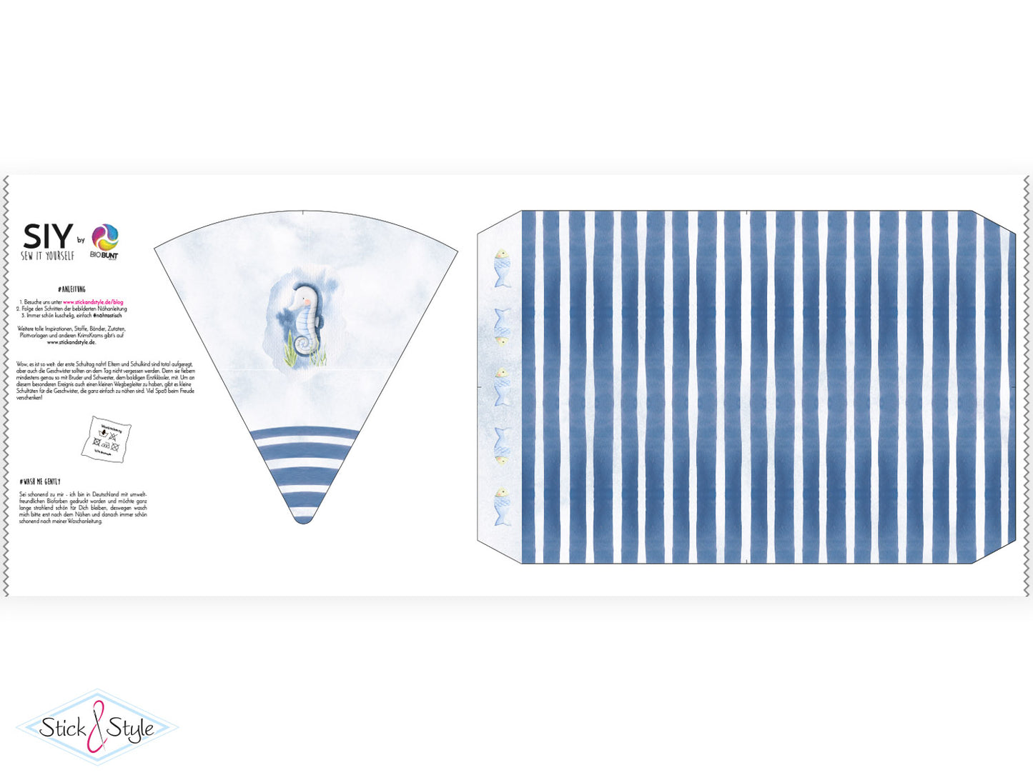 Geschwister Schultüte auch DIY aus Stoff - Unterwasserwelt Wal