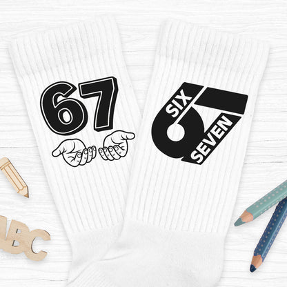 Statement Socken bedruckt Trend Meme Kindersocken Tennissocken SixSeven 67
