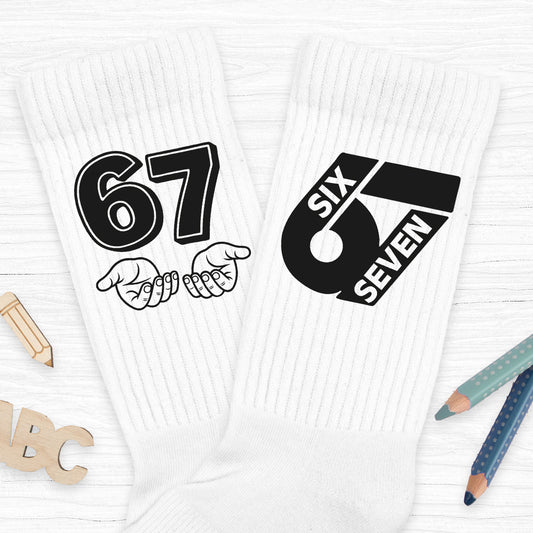 Statement Socken bedruckt Trend Meme Kindersocken Tennissocken SixSeven 67
