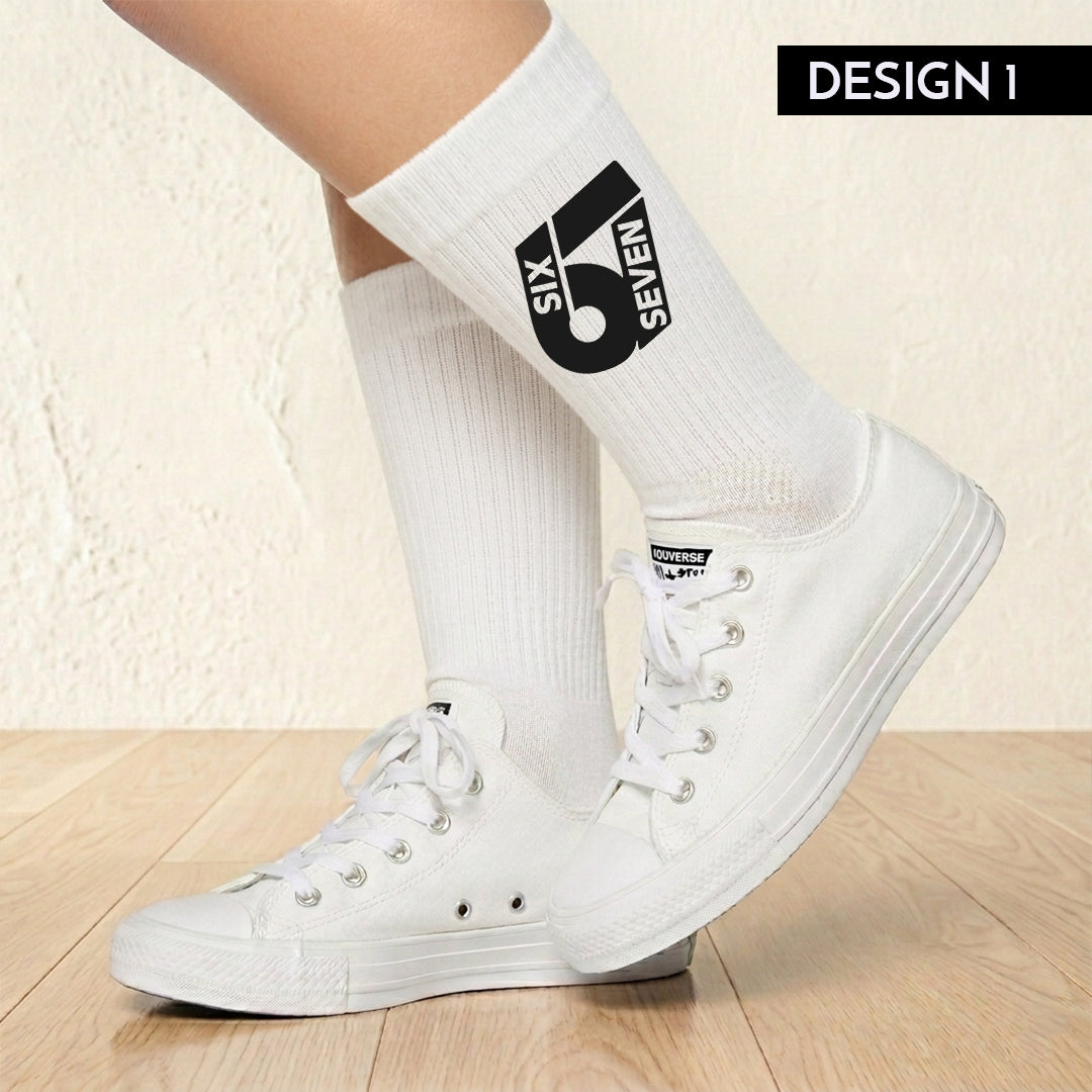 Statement Socken bedruckt Trend Meme Kindersocken Tennissocken SixSeven 67