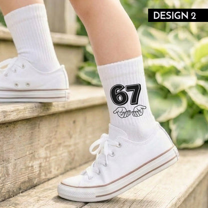 Statement Socken bedruckt Trend Meme Kindersocken Tennissocken SixSeven 67