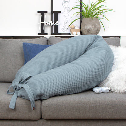 Stillkissen Set Kissen inkl. Bezug XXL Wunschname bestickt Seitenschläferkissen 190 cm Waffelpiqué 100% Baumwolle Jungs