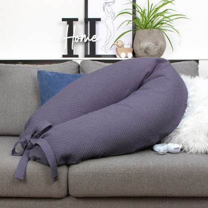 Stillkissen Set Kissen inkl. Bezug XXL Wunschname bestickt Seitenschläferkissen 190 cm Waffelpiqué 100% Baumwolle Mädchen